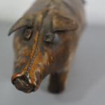 70's VINTAGE CRAFTED LEATHER PIG HEIGHT 4" AND 8" LONG