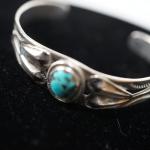 TURQUOISE SILVER CUFF BRACELET /ENGRAVED
