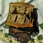 Lot 29JO - vintage painted  mesh Handbag average condition gold tone clasp
