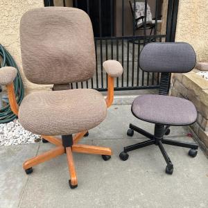 Photo of Pair of Cushioned Wheeled Office Desk Chairs