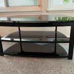 Modern Black Glass Shelf Media Table Stand