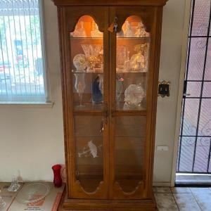 Photo of Wood and Glass Locking Curio Display China Cabinet