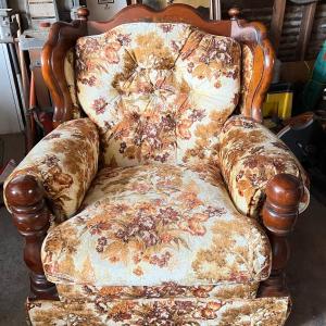 Photo of Vintage Retro Wood Framed Country Rustic Side Fireplace Chair