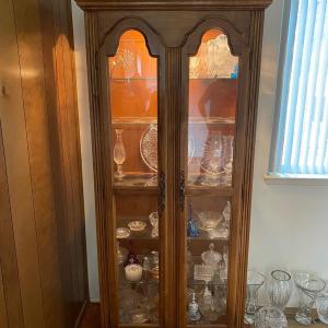 Photo of Vintage Wood and Glass Display China Curio Cabinet