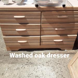 Photo of Washed oak dresser & mirror