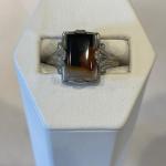 Sterling ring with square 2 tone stone