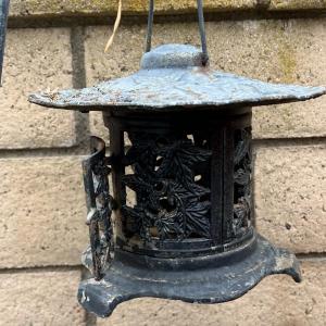 Photo of Cast Metal Lamp Pagoda Tealight Candle Holder Hanging Garden Home Decor