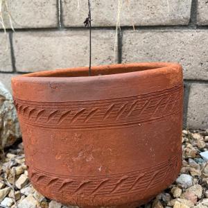 Photo of Garden Art Pottery Handmade Etched Design Flower Pot Planter