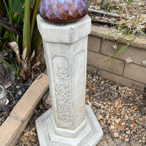 Photo of Plaster Stone Pillar Column Floral Motif Fountain