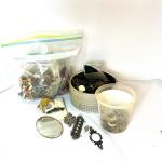 1233 Container and Bag of Broken Jewelry