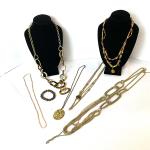 1229 Lot of Gold Tone Chico's Costume Necklaces