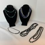 1224 Blue Lapis Beads and Black bead Necklace Lot