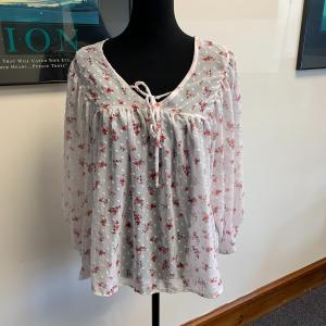 Photo of Lovely Semi-Sheer Blouse by The Cove, NWOT, Size Small, Coral Floral