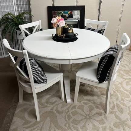 Photo of White Table and four Chairs with Leaf-PRICE REDUCED!