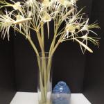 990 Faux Spider Lillies & Blue Art Vase