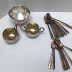 993 Silver Plate Cream & Sugar with Forks