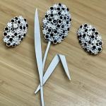 Vintage White Enamel & Black Rhinestone Pin and Earring Set Cluster Flowers