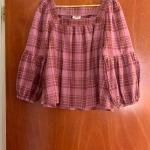Pullover Top by a.n.a.,  Mauve/Rust Plaid, Sz PM, Like New 