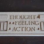 FRANK LLOYD WRIGHT PLAQUE - THOUGHT, FEELING , ACTION. Copy from D. S Larkin bui