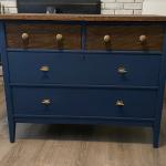 Vintage Nautical Blue And Brass Lockable Refurbished Dresser