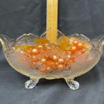 Jeanette Glass Lombardi Footed Fruit Bowl or Compote textured scalloped edge plu