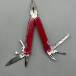 Red Handle Multi Tool Handy Pocket Knife with Case