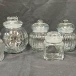 Clear Glass Anchor Hocking Apothecary Jars Lot canister vintage kitchen decor