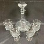 Vintage Etched Glass - 5 piece set - Decanter and wine glasses Tall Ship