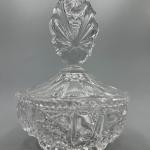 Vintage Art Deco Crystal Glass Polka Dot Trinket Candy Dish