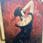 Women in black dress on canvas