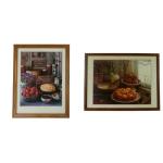 "Peach Pastry and Lace" and "Strawberry Crepes" Framed Lithographs