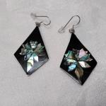 Vintage Onyx and Abalone Mexico 925 Earrings