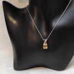 Vintage Citrine With Diamond Accents 925 18" Necklace