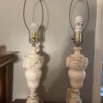 Vintage Mid Century Pair of Alabaster Lamps