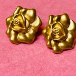 Vintage Avon Rose Earrings, Gold Tone Clip On Earrings, Signed