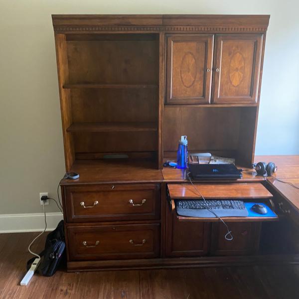 Photo of Office Desk with Hutch and Side Table