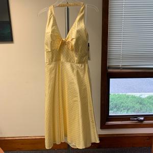 Photo of Lovely 100% Silk Summer Dress by Donna Ricco, Sz 10, Yellow/White