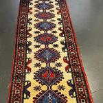 Extra Long Runner, Hand Woven Rug, Red White and Blue Colors.