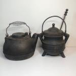 LOT 96M: Wagner Ware Vintage Cast Iron Tea Kettle & Unmarked Firestarter