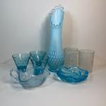 LOT 108M: MCM Light Blue Glass collection - Vase, Candy Dishes & More