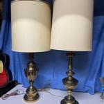 2 Large & Heavy Brass Lamps with Shades 