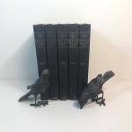 LOT 245M: 5 Volume Collection Edgar Allan Poe Books w/ Metal Ravens