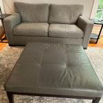 Crate and Barrel gray  leather ottoman