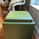 Crate and Barrel green leather storage cube