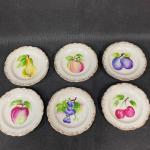 Set of 6 Fruit Painted Miniature Wall Hanging Plates Saucers