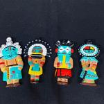 Set of 4 Small Hand Painted Plaster Kachina Doll Native American Folklore Orname