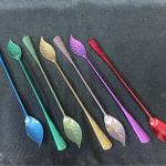 Set of 7 Multicolored Aluminum Iced Tea Stir Spoons Swizzel Sticks