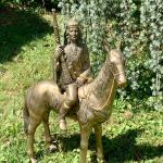 LOT:42G: Large Vintage Brass Rider Statue - Native American on Horse