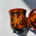 Vintage Hand Painted Khokloma Wood Cups