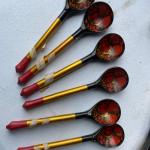 Vintage Hand Painted Khokloma Wood Spoons